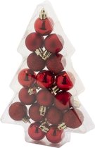 Cosy & Trendy Kerstballen - 17 stuks - kunststof - rood - mat-glans-glitter - 3 cm