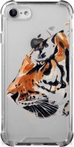 Anti Shock Bumper Case iPhone SE 2022/2020 | iPhone 8/7 Smartphone hoesje met doorzichtige rand Tiger
