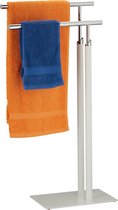 Relaxdays handdoekrek vrijstaand - staal - 2 stangen - handdoekhouder wit - badkamer