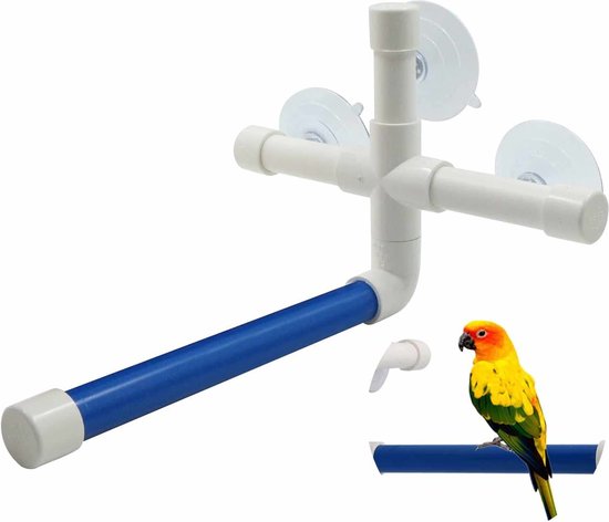 Vogel zitstokken - zitstokken voor papegaaien, staand, met zuignap, voor ramen, douche, vogelbad, speelgoed - wandelstok met zitje - zitstokken vogels