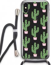 Case Company® - Hoesje met koord geschikt voor iPhone X hoesje met Koord - Cactus Lover - Telefoonhoesje met Zwart Koord - Extra Bescherming aan alle Kanten en Over de Schermrand