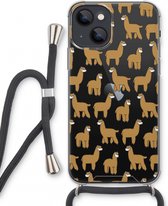 Case Company® - Hoesje met koord geschikt voor iPhone 13 mini hoesje met Koord - Alpacas - Telefoonhoesje met Zwart Koord - Extra Bescherming aan alle Kanten en Over de Schermrand