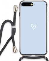 Case Company® - Hoesje met koord geschikt voor iPhone 8 Plus hoesje met Koord - Klein Hart Blauw - Telefoonhoesje met Zwart Koord - Extra Bescherming aan alle Kanten en Over de Schermrand