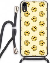Case Company® - Coque iPhone XR avec cordon - Smiley N°2 - Coque pour téléphone avec cordon Zwart - Protection Extra sur tous les côtés et sur le bord de l'écran
