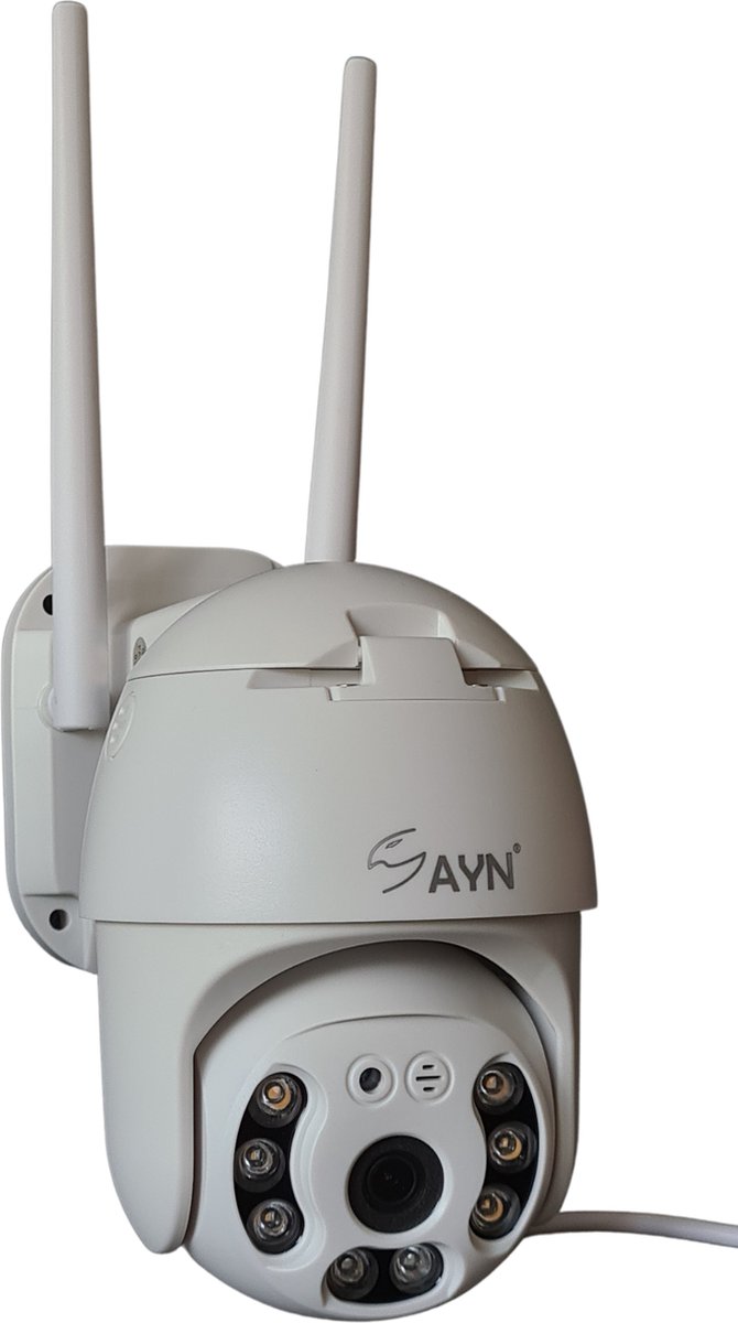 Sayn model 1.2 - Wit - Buiten - Binnen - 2048P - 3MP - Full HD - WiFi - 20fps - Cmos sensor - IP beveiligingscamera - Camera - Bewegingsdetectie - geluidsdetectie - Bewakingscamera - Nachtzicht - 20m - P2P - Bewakingscamera - IP66 - Waterdicht Bev