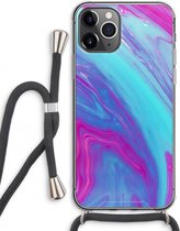 Case Company® - Hoesje met koord geschikt voor iPhone 11 Pro Max hoesje met Koord - Zweverige regenboog - Telefoonhoesje met Zwart Koord - Extra Bescherming aan alle Kanten en Over de Schermrand