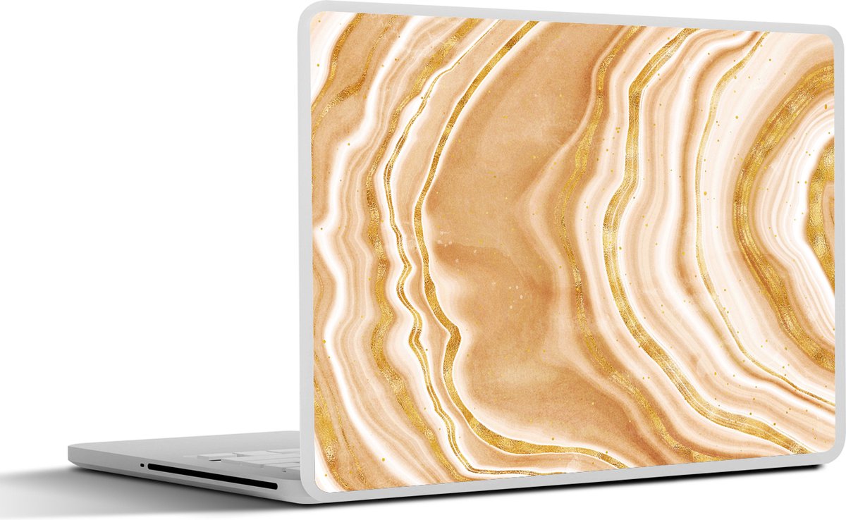Laptop sticker - 12.3 inch - Agaat steen - Goud - Edelstenen - Luxe - 30x22cm - Laptopstickers - Laptop skin - Cover