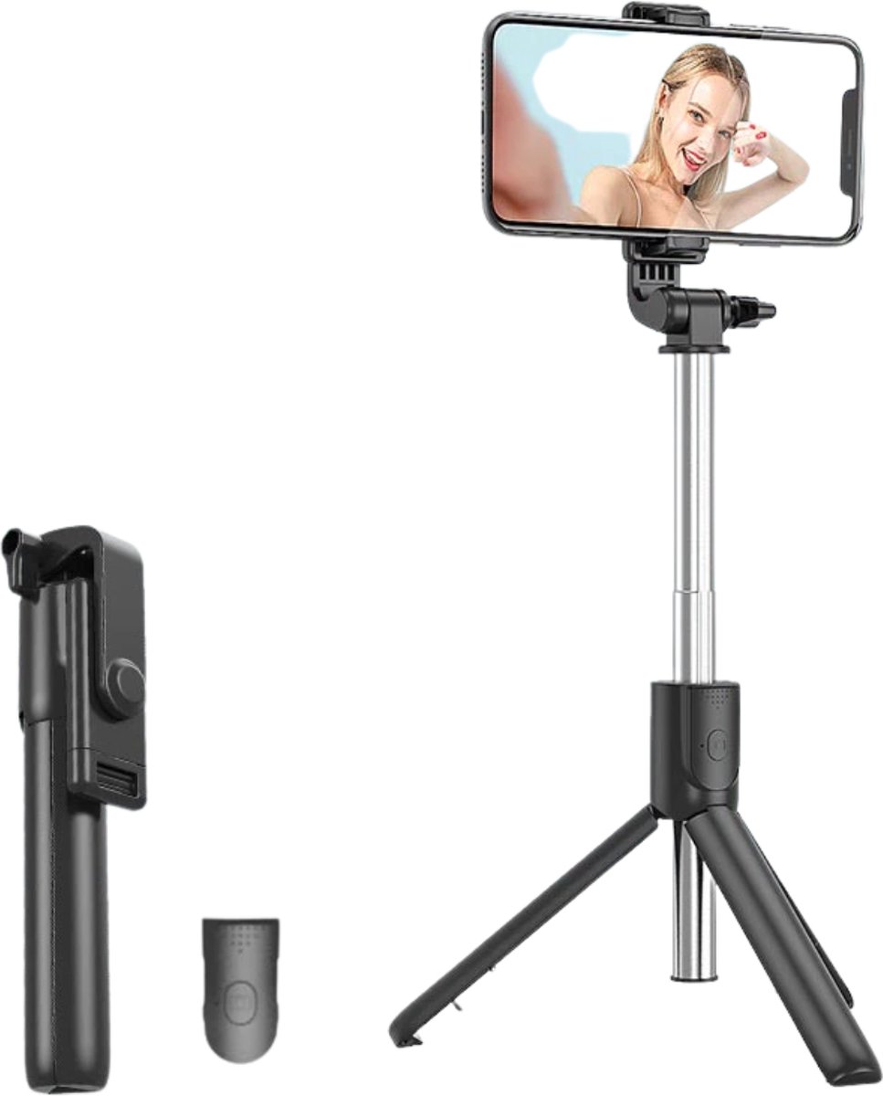 360° selfie stick - Bluetooth Afstandsbediening - Tripod - Vlog Statief – Monopod Selfiestick Universeel - 70 CM - Universeel - Driepoot Statief voor iPhone en Samsung - Zwart
