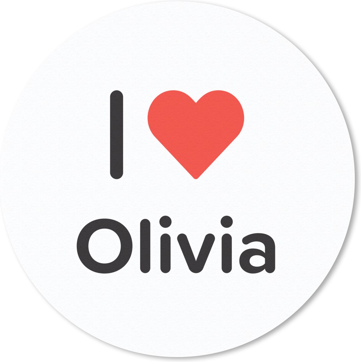 Muismat rond 40x40 cm - Mousepad I love - Olivia - Meisje - Ronde muismatten