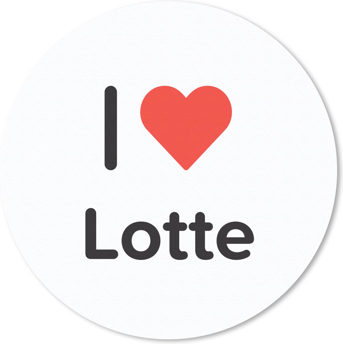 Muismat rond 40x40 cm - Mousepad I love - Lotte - Meisje - Ronde muismatten