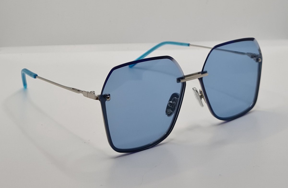 Dames blauwe zonnebril gepolariseerd - UV400 - montuurloze bril met brillenkoker / grijze glas - PS 31523 S124 Aland optiek