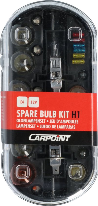 Carpoint Gloeilampenset H1 – 30-delig – Inclusief Zekeringen – Compacte Opbergbox – Eenvoudige Installatie