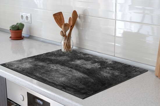 KitchenYeah® Inductie beschermer 77x59 cm - The Japanese Bridge at Giverny - schilderij van Claude Monet in zwart/wit. - Kookplaataccessoires - Afdekplaat voor kookplaat - Inductiebeschermer - Inductiemat - Inductieplaat mat