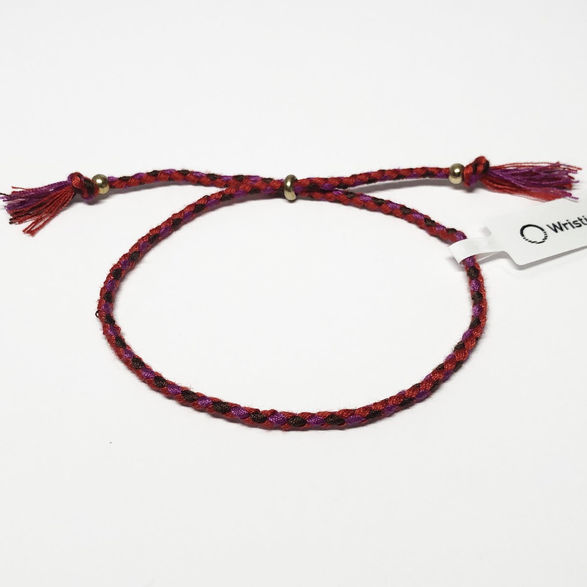 Wristin - Tibetaanse armband gevlochten rood/roze/bruin