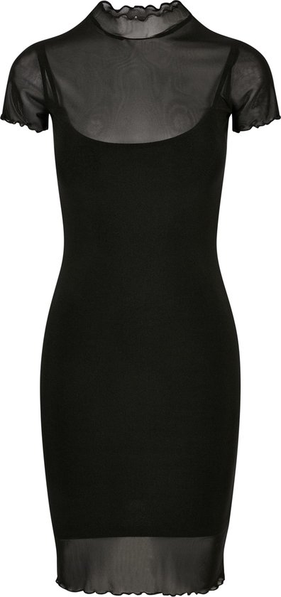 Dames - Vrouwen - Womenswear - Goede kwaliteit - Modern - Urban - Streetwear - Casual - Ladies - Mesh - Double Layer - Feminin Dress zwart