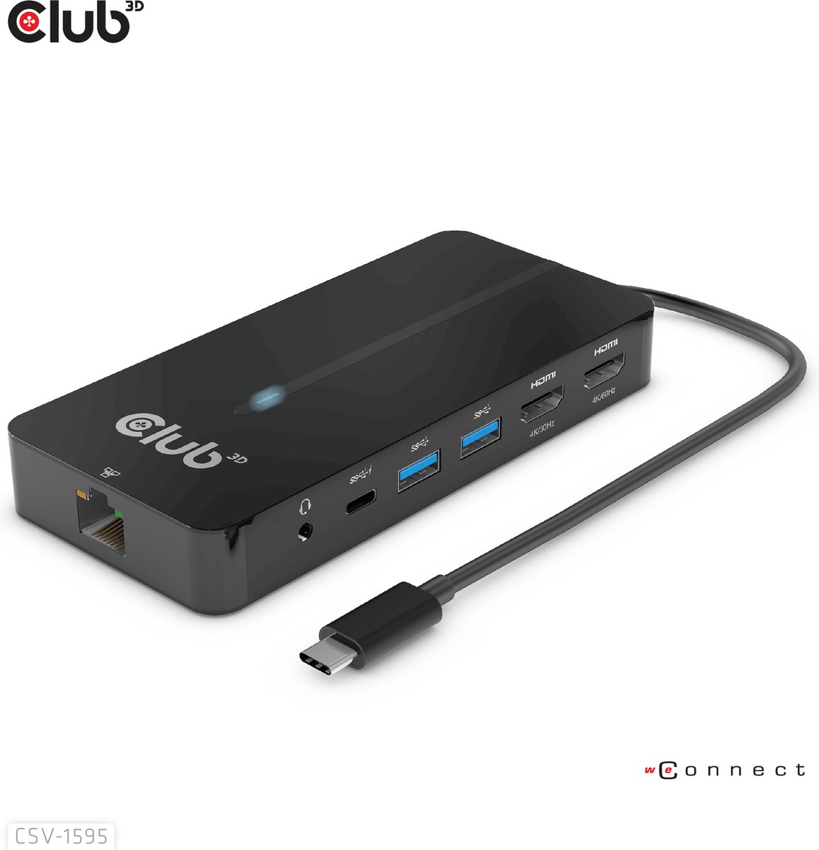 Club 3D USB-C®5Gbps 7-in-1 hub met 2x HDMI™, 2x USB-A 5Gbps, 1x RJ45, 1x 3,5mm Audio, 1x USB-C® 5Gbps 100W Female poort