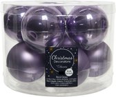 20x stuks kerstballen heide lila paars van glas 6 cm - mat/glans - Kerstboomversiering