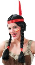 Perruque indienne avec tresses et plumes - Perruque indienne - Perruque de carnaval