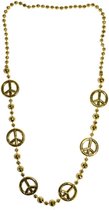 Lange gouden verkleed ketting peacetekens hippie/sixties/flower power