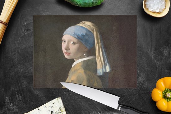 Glazen Snijplank - 28x20 - Meisje met de parel - Schilderij - Oude