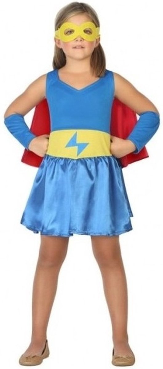 Supergirl verkleed set / kostuum / jurkje voor meisjes - carnavalskleding - voordelig geprijsd 140 (10-12 jaar)