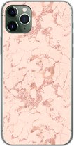 Geschikt voor iPhone 11 Pro Max hoesje - Marmer print - Rose goud - Patronen - Chic - Siliconen Telefoonhoesje