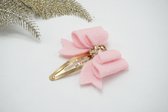 Klik-Klak speldje met haarstrik - Roze - Goud - Bruiloft - Bows and Flowers