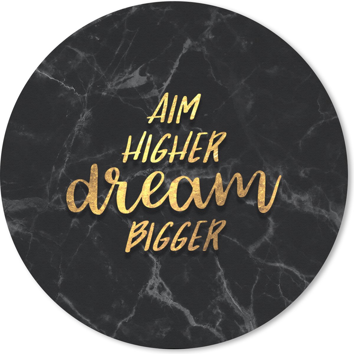 Muismat rond 50x50 cm - Mousepad Quotes - Dream - Goud - Marmer print - Ronde muismatten