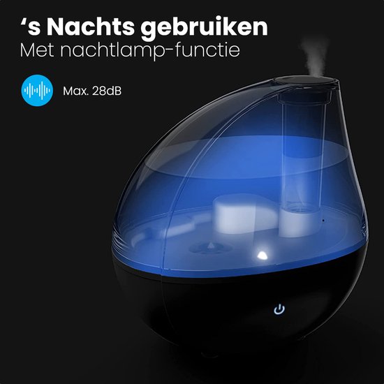 Auronic Luchtbevochtiger - 1,5 Liter - 40m2 - Geschikt voor Woonkamer, Kantoor, Slaapkamer, Babykamer en Meer - Stil - BPA-Vrij - Met Waterfilter - Wit