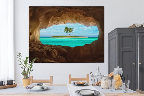 Peintures sur Toile - Paradis Tropical aux Caraïbes - 160x120 cm - Décoration murale XXL