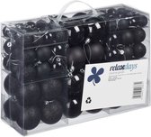 100x Boules de Noël en plastique noir 3, 4 et 6 cm pailletées, mates, brillantes - Décorations pour sapins de Noël