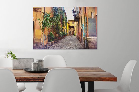 Ancienne ruelle de Rome 90x60 cm - Tirage photo sur toile (Décoration murale salon / chambre)