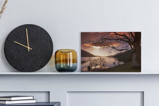 Ciel rose sur le parc national du Loch Lomond et les Trossachs en Ecosse Toile 30x20 cm - petit - Tirage photo sur toile (Décoration murale salon / chambre)