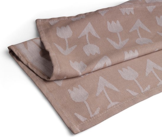 Torchons de Luxe - 6 pièces - motif tulp - sable - 60x65cm
