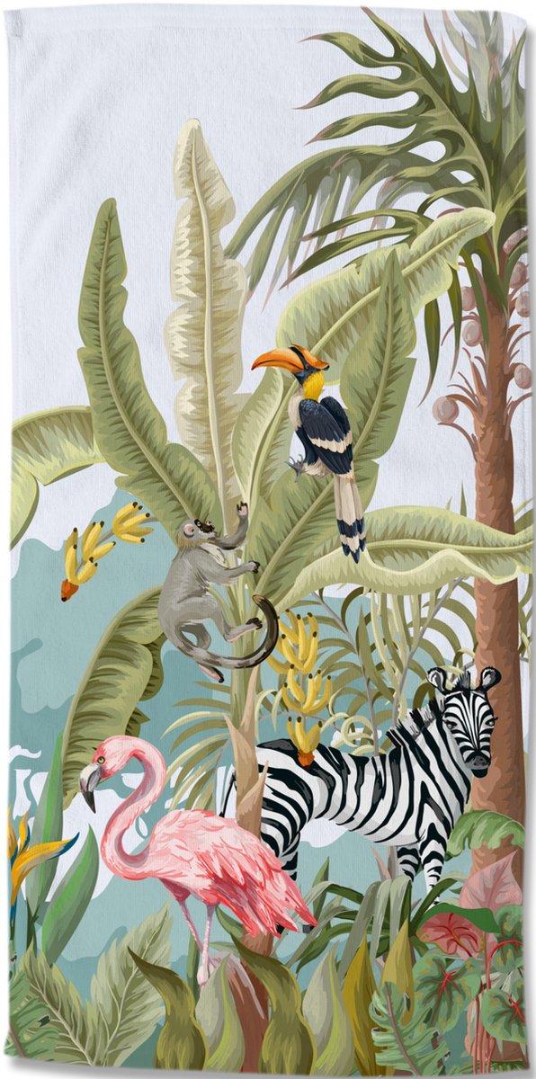 Good Morning Kinderstrandlaken "jungle dieren" - Multi - (75x150 cm) - Microfiber