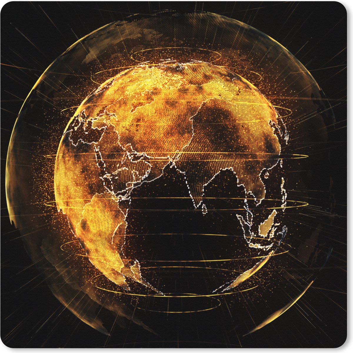 Muismat XXL 60x60 cm - Bureau onderlegger - Bureau mat Aarde - Goud - Lijn - Bureaumat - Gaming mousepad xl - Bureaulegger groot - Computer deskmat