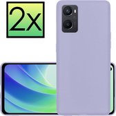 Hoes Geschikt voor OPPO A76 Hoesje Cover Siliconen Back Case Hoes - Lila - 2x