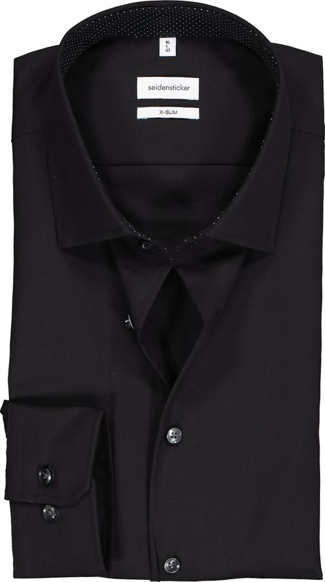 Seidensticker x-slim fit overhemd - zwart (contrast) - Strijkvrij - Boordmaat: 44