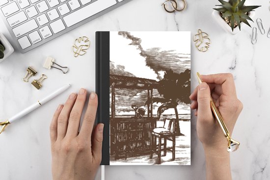 Carnet - Carnet d'écriture - Plage - Cabane - Palmier - Carnet - Format A5 - Bloc-notes