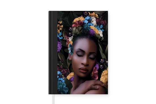 Carnet - Carnet d'écriture - Fleurs - Feuilles - Femme - Carnet - Format A5 - Bloc-notes