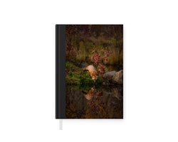 Notitieboek - Schrijfboek - Vos - Bos - Water - Notitieboekje klein - A5 formaat - Schrijfblok