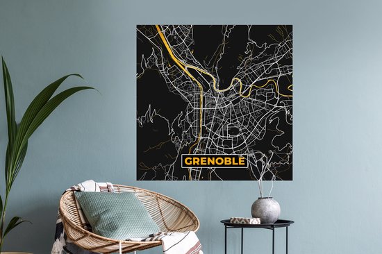 Stickers Stickers muraux - Grenoble - Carte - France - Carte - Plan de ville - 100x100 cm - Feuille adhésive XXL