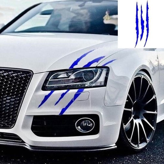 Autocollant Monster Claw Scratch Stripes - Blauw