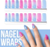 By Emily - Nagel wrap - Baby Blue & Pink | 20 stickers | Nail wrap | Nail art | Trendy | Design | Nagellakvrij | Eenvoudig | Nagel wrap | Nagel stickers | Folie | Zelfklevend | Sjablonen