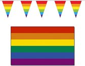 Regenboog pride vlaggen versiering pakket binnen/buiten 2-delig - Decoratie vlaggetjes