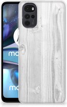 Telefoonhoesje Motorola Moto G22 Backcover Soft Siliconen Hoesje Wit Hout