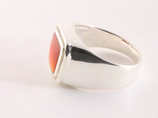 Chevalière en argent avec cornaline - taille 22