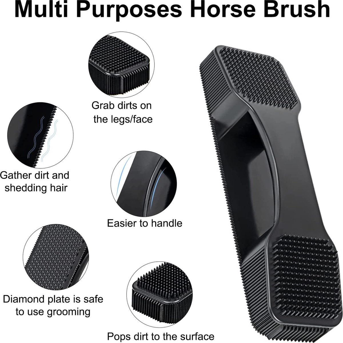 Brosse De Toilettage Pour Chevaux - Poignée Bois Hêtre - Mélange Poils Naturels/synthétiques