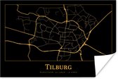 Poster Plattegrond - Tilburg - Goud - Zwart - 90x60 cm - Stadskaart