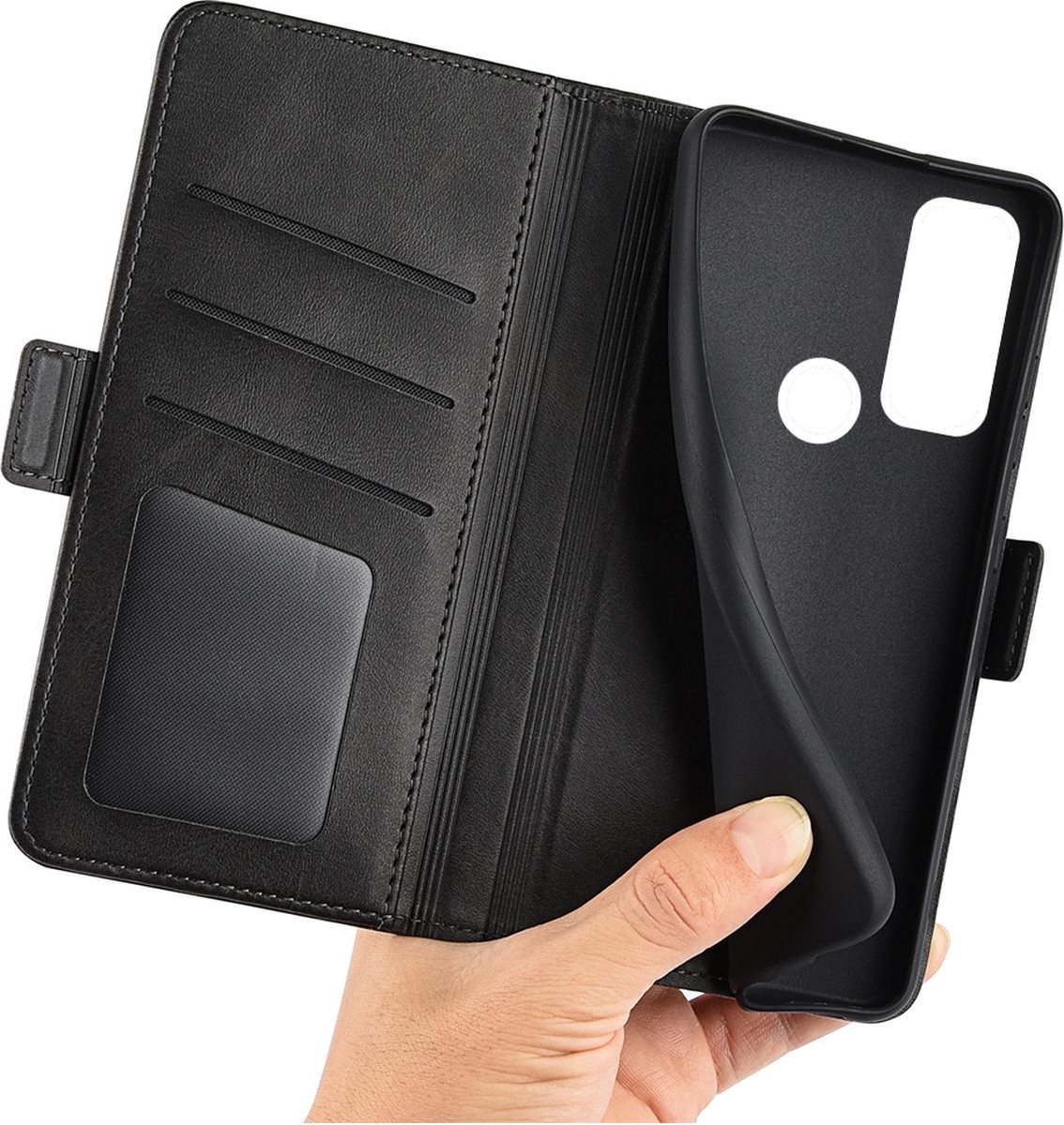Mobigear Telefoonhoesje geschikt voor TCL 20 SE Hoesje | Mobigear Slim Magnet Bookcase Portemonnee | Pasjeshouder voor 3 Pasjes | Telefoonhoesje voor Pinpas / OV Kaart / Rijbewijs - Zwart — cadeau in Cadeau-ideeën - foto 3